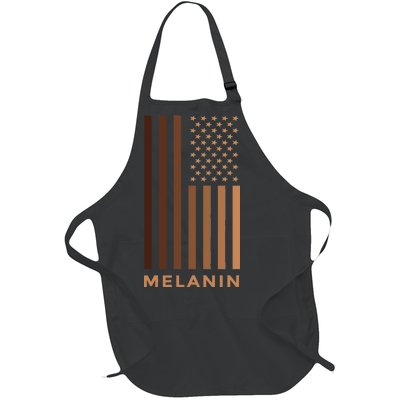 Melanin USA Flag Full-Length Apron With Pockets