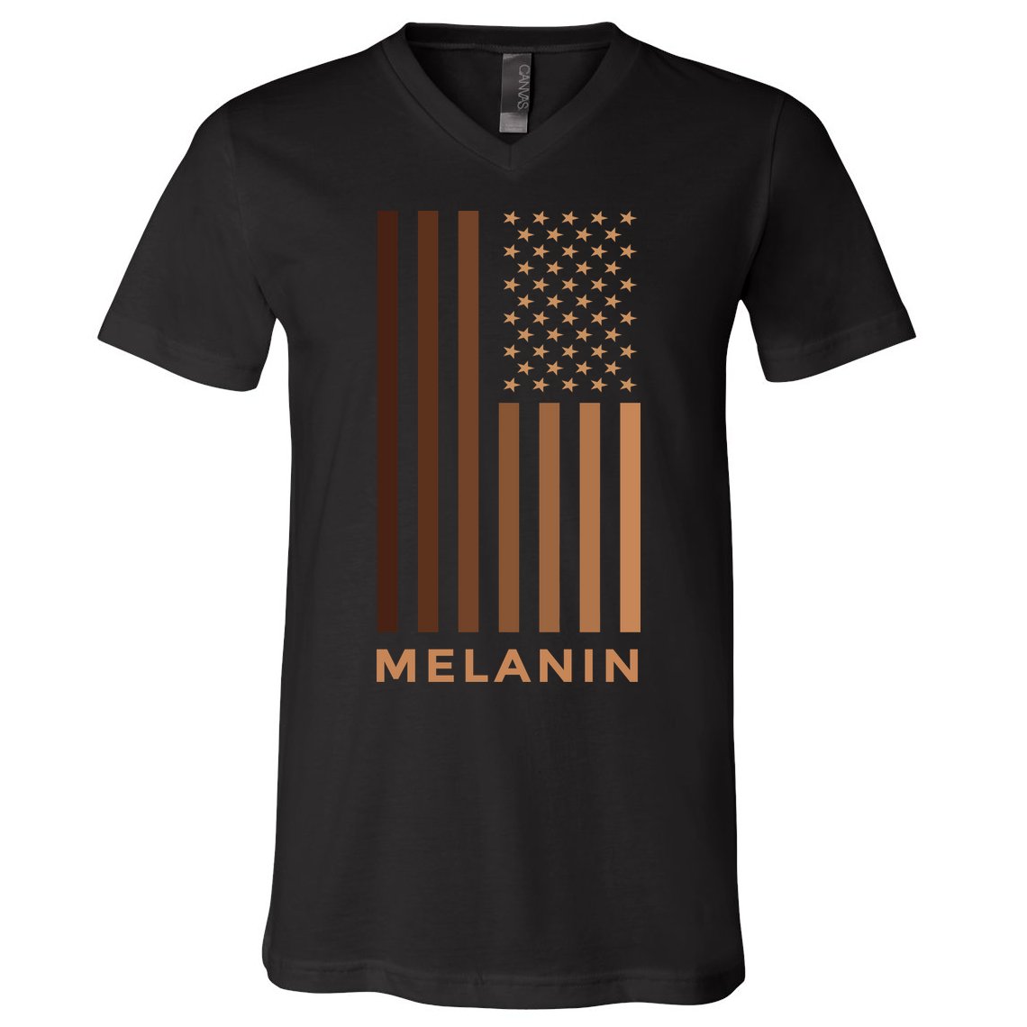 Melanin USA Flag V-Neck T-Shirt