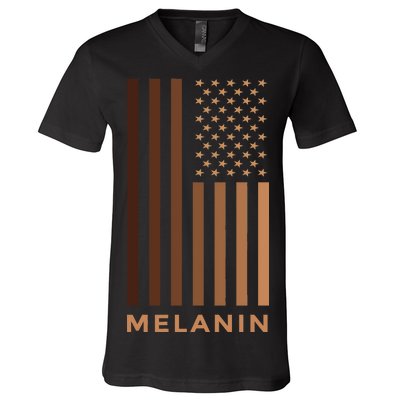 Melanin USA Flag V-Neck T-Shirt