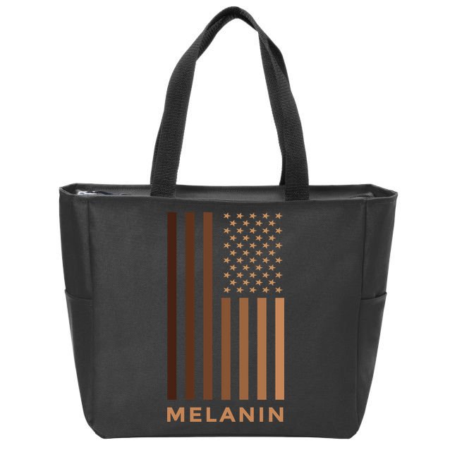 Melanin USA Flag Zip Tote Bag