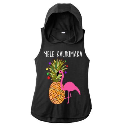 Mele Kalikimaka Flamingo Christmas Ladies PosiCharge Tri-Blend Wicking Draft Hoodie Tank