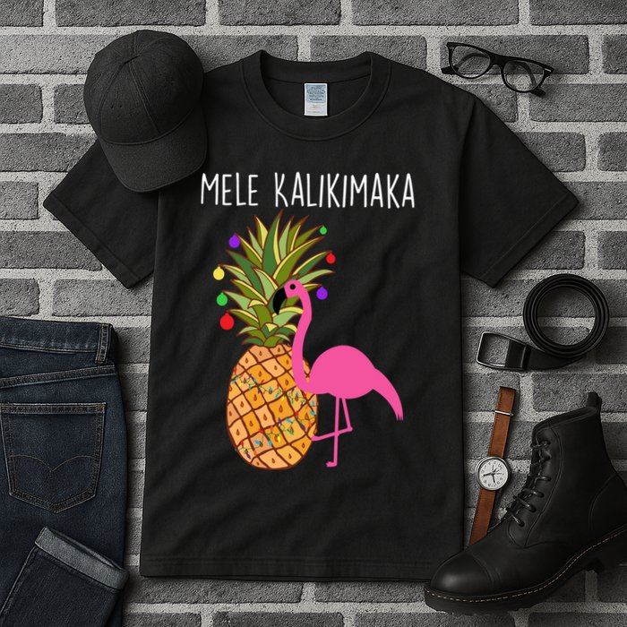 Mele Kalikimaka Flamingo Christmas Tall T-Shirt