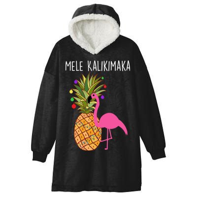 Mele Kalikimaka Flamingo Christmas Hooded Wearable Blanket