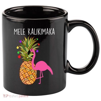 Mele Kalikimaka Flamingo Christmas 11oz C Handle Ceramic Mug