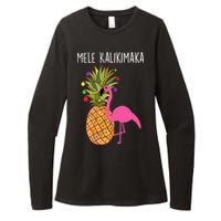 Mele Kalikimaka Flamingo Christmas Womens CVC Long Sleeve Shirt