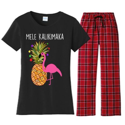 Mele Kalikimaka Flamingo Christmas Women's Flannel Pajama Set