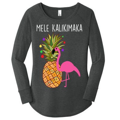 Mele Kalikimaka Flamingo Christmas Women's Perfect Tri Tunic Long Sleeve Shirt