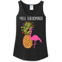 Mele Kalikimaka Flamingo Christmas Ladies Essential Tank