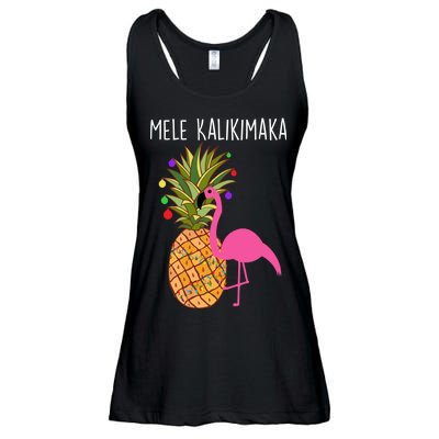 Mele Kalikimaka Flamingo Christmas Ladies Essential Flowy Tank