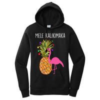 Mele Kalikimaka Flamingo Christmas Women's Pullover Hoodie