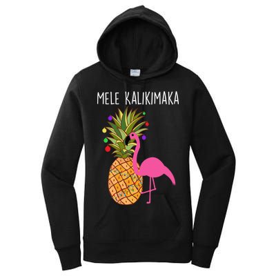 Mele Kalikimaka Flamingo Christmas Women's Pullover Hoodie