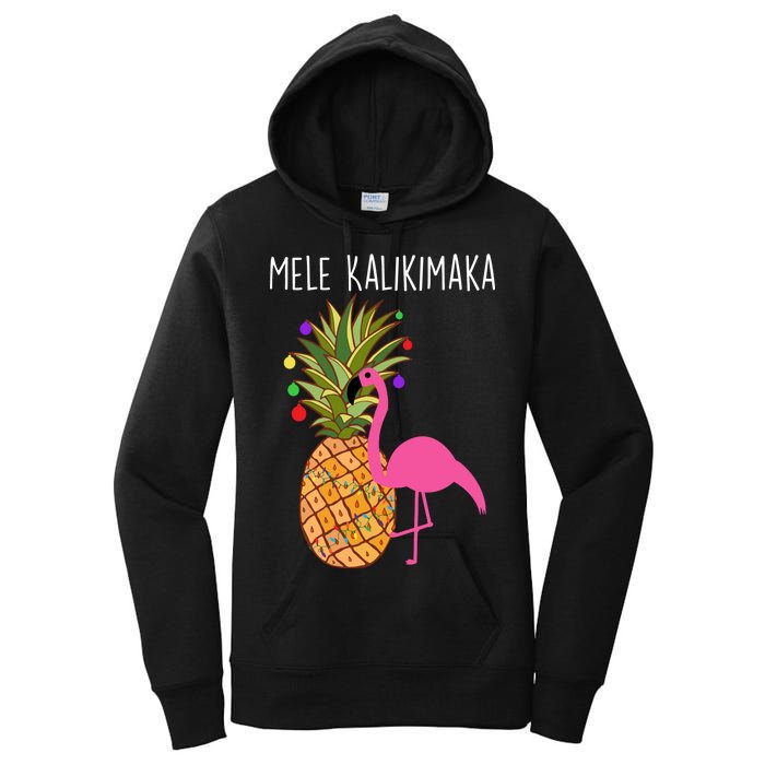 Mele Kalikimaka Flamingo Christmas Women's Pullover Hoodie