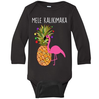 Mele Kalikimaka Flamingo Christmas Baby Long Sleeve Bodysuit