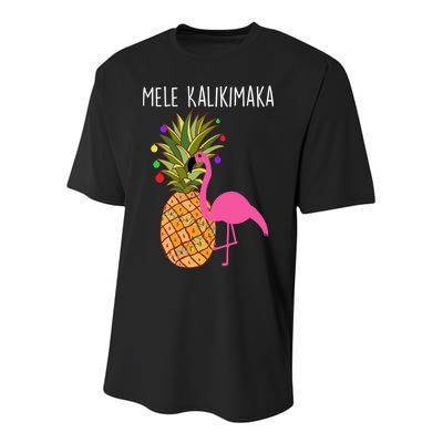 Mele Kalikimaka Flamingo Christmas Youth Performance Sprint T-Shirt