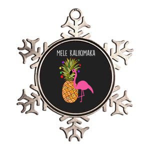 Mele Kalikimaka Flamingo Christmas Metallic Star Ornament