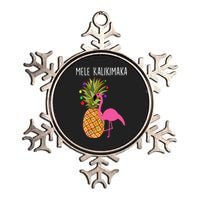 Mele Kalikimaka Flamingo Christmas Metallic Star Ornament