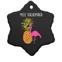 Mele Kalikimaka Flamingo Christmas Ceramic Star Ornament