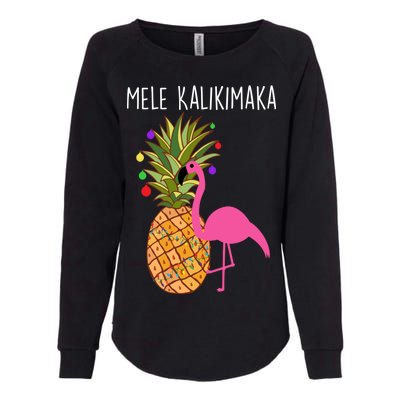 Mele Kalikimaka Flamingo Christmas Womens California Wash Sweatshirt