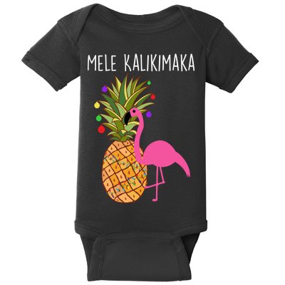 Mele Kalikimaka Flamingo Christmas Baby Bodysuit