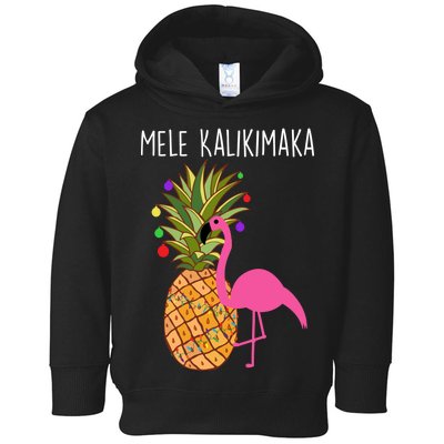 Mele Kalikimaka Flamingo Christmas Toddler Hoodie