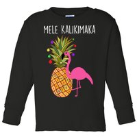 Mele Kalikimaka Flamingo Christmas Toddler Long Sleeve Shirt