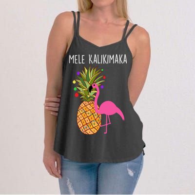 Mele Kalikimaka Flamingo Christmas Women's Strappy Tank