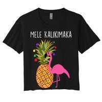 Mele Kalikimaka Flamingo Christmas Women's Crop Top Tee