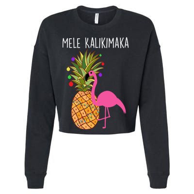 Mele Kalikimaka Flamingo Christmas Cropped Pullover Crew