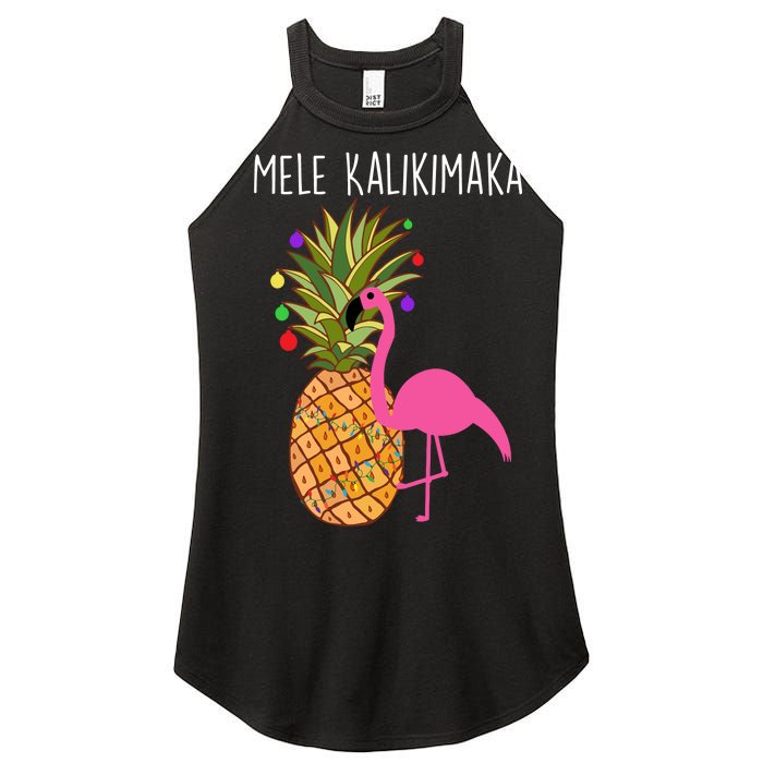 Mele Kalikimaka Flamingo Christmas Women's Perfect Tri Rocker Tank