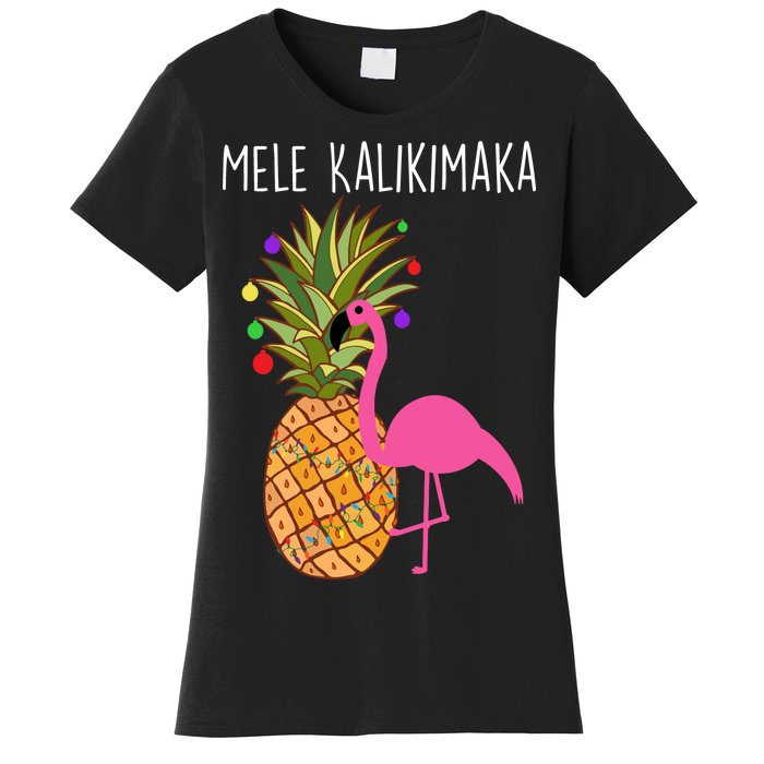 Mele Kalikimaka Flamingo Christmas Women's T-Shirt