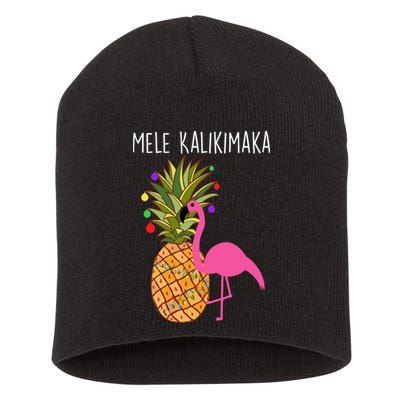 Mele Kalikimaka Flamingo Christmas Short Acrylic Beanie