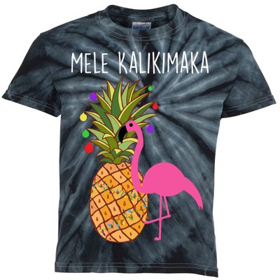 Mele Kalikimaka Flamingo Christmas Kids Tie-Dye T-Shirt