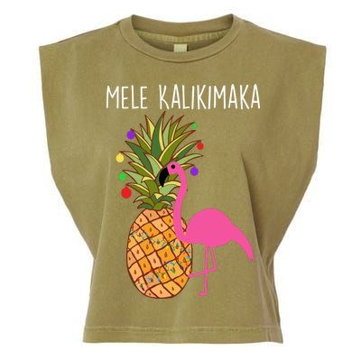 Mele Kalikimaka Flamingo Christmas Garment-Dyed Women's Muscle Tee