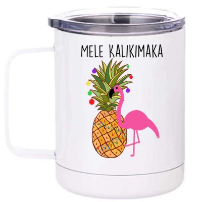 Mele Kalikimaka Flamingo Christmas 12 oz Stainless Steel Tumbler Cup