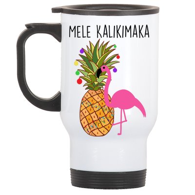 Mele Kalikimaka Flamingo Christmas Stainless Steel Travel Mug