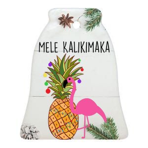 Mele Kalikimaka Flamingo Christmas Ceramic Bell Ornament