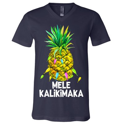 Mele Kalikimaka Pineapple Christmas lights V-Neck T-Shirt