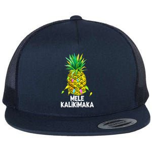 Mele Kalikimaka Pineapple Christmas lights Flat Bill Trucker Hat