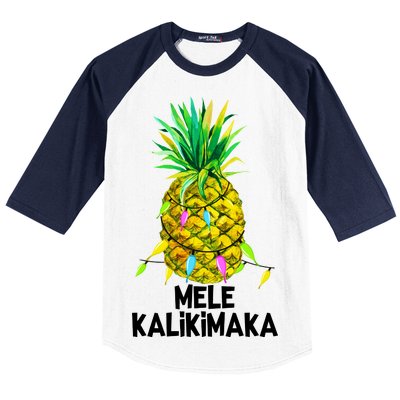 Mele Kalikimaka Pineapple Christmas lights Baseball Sleeve Shirt