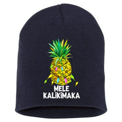 Mele Kalikimaka Pineapple Christmas lights Short Acrylic Beanie