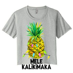 Mele Kalikimaka Pineapple Christmas lights Women's Crop Top Tee