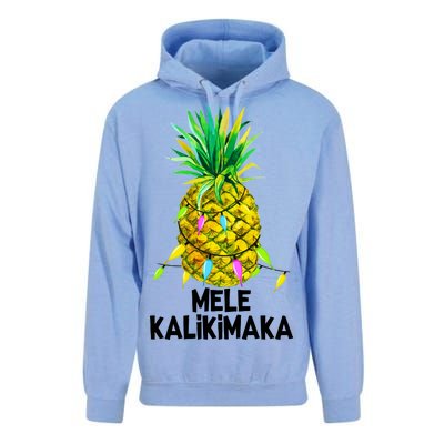 Mele Kalikimaka Pineapple Christmas lights Unisex Surf Hoodie