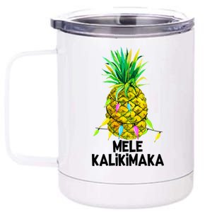 Mele Kalikimaka Pineapple Christmas lights 12 oz Stainless Steel Tumbler Cup