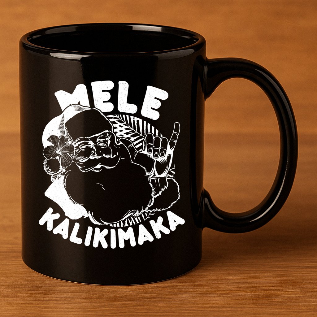 Mele Kalikimaka Santa Claus 11oz C Handle Ceramic Mug
