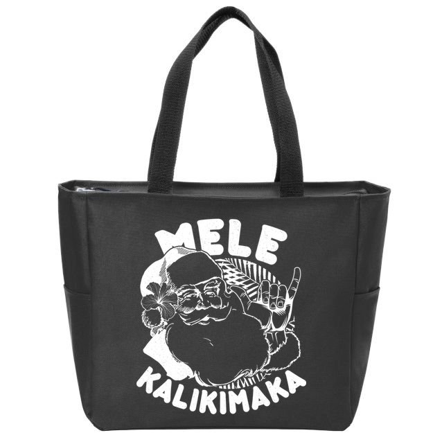 Mele Kalikimaka Santa Claus Zip Tote Bag