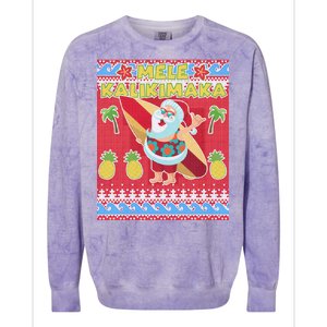 Mele Kalikimaka Santa Ugly Christmas Colorblast Crewneck Sweatshirt