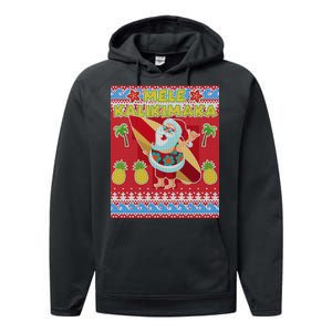 Mele Kalikimaka Santa Ugly Christmas Performance Fleece Hoodie