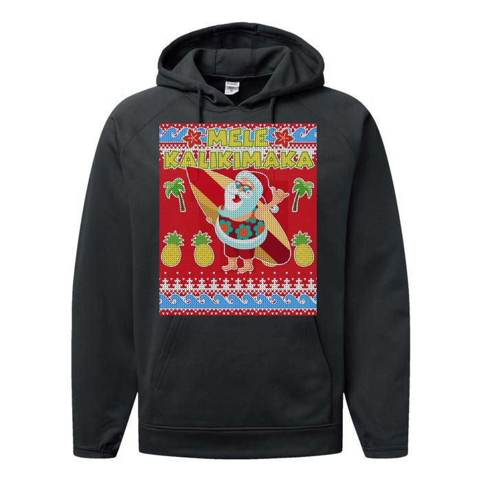 Mele Kalikimaka Santa Ugly Christmas Performance Fleece Hoodie