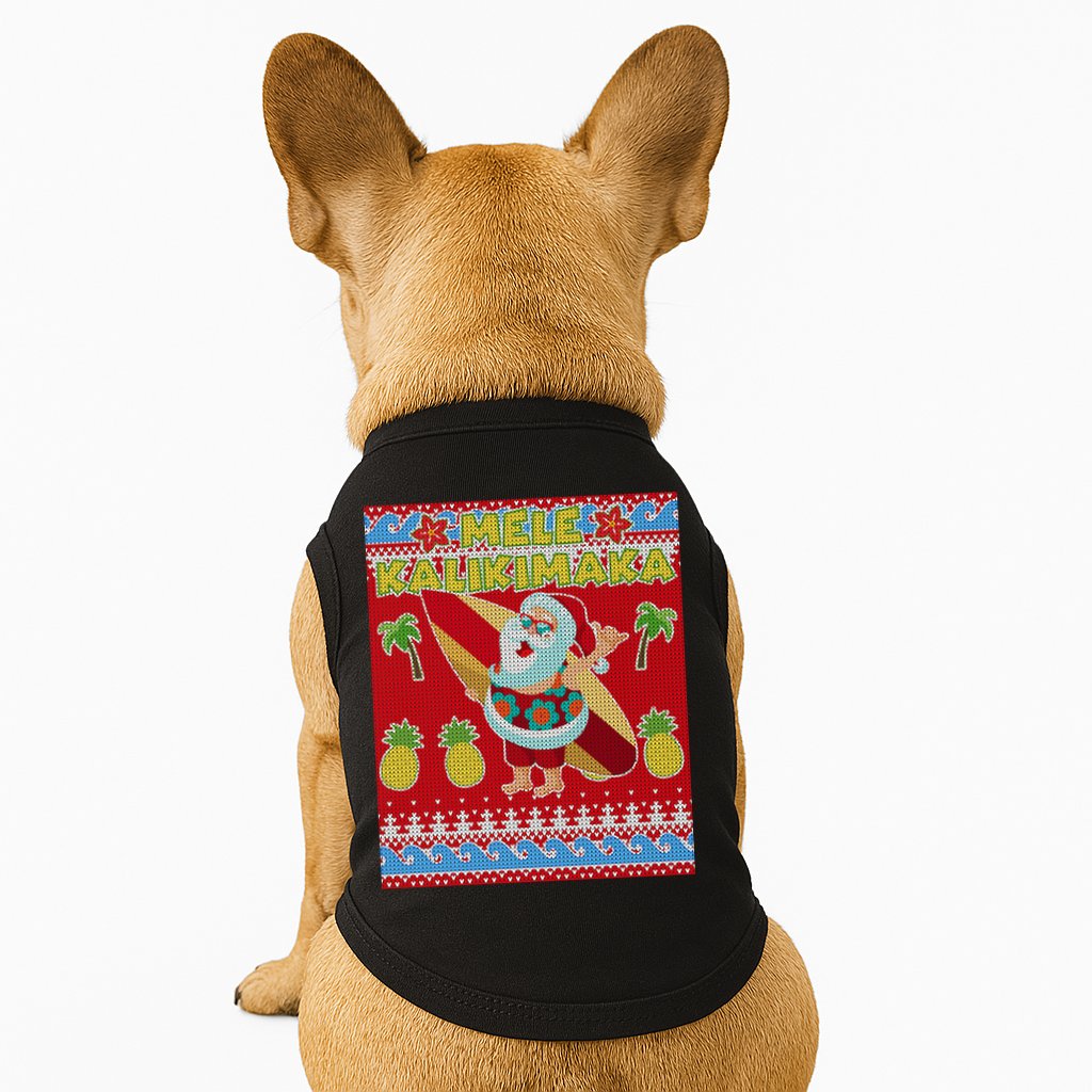 Mele Kalikimaka Santa Ugly Christmas Doggie Tank