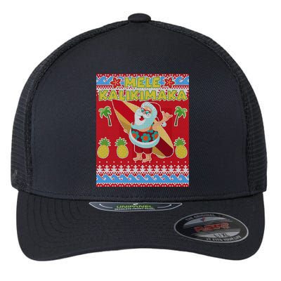 Mele Kalikimaka Santa Ugly Christmas Flexfit Unipanel Trucker Cap